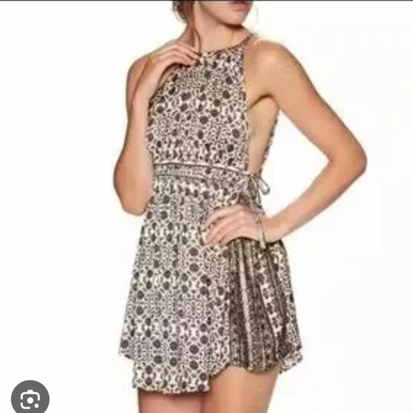 Free People Black and White Wrap Mini Skirt - Picture 5 of 5